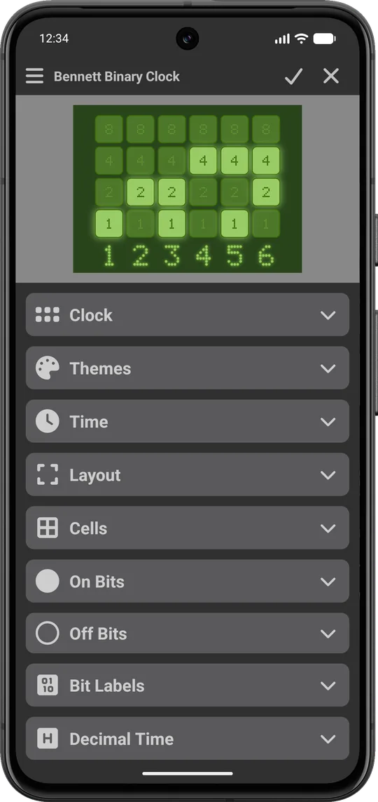 App settings shown in dark and light colors