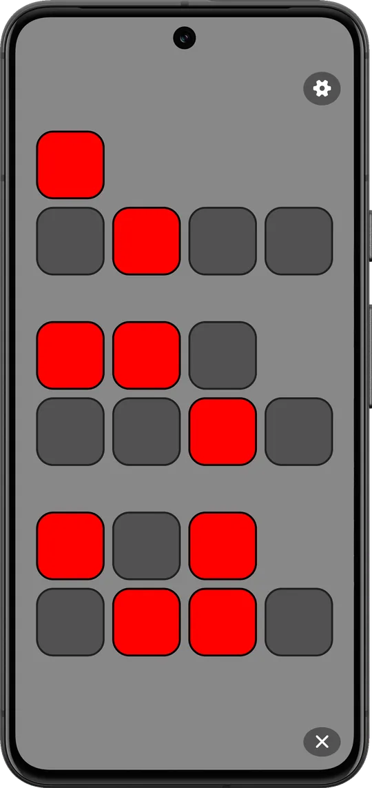 Full screen binary clock with red cells