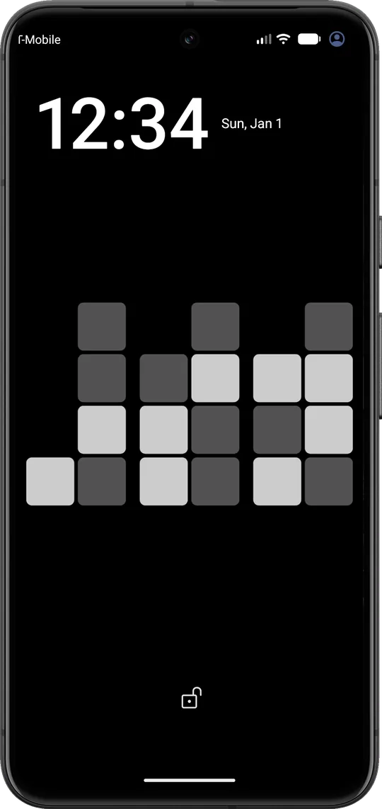 Binary clock running as the lock screen wallpaper
